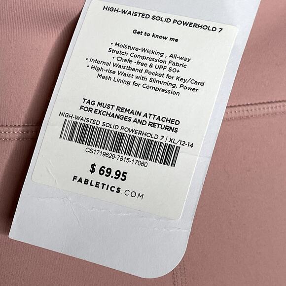 Fabletics Womens High-Waist Solid Powerhold 7/8 Leggings Size XL 12-14 Pink NWT - Picture 5 of 6